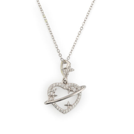 925 Sterling Silver Sparkling Arrow Heart Pendant