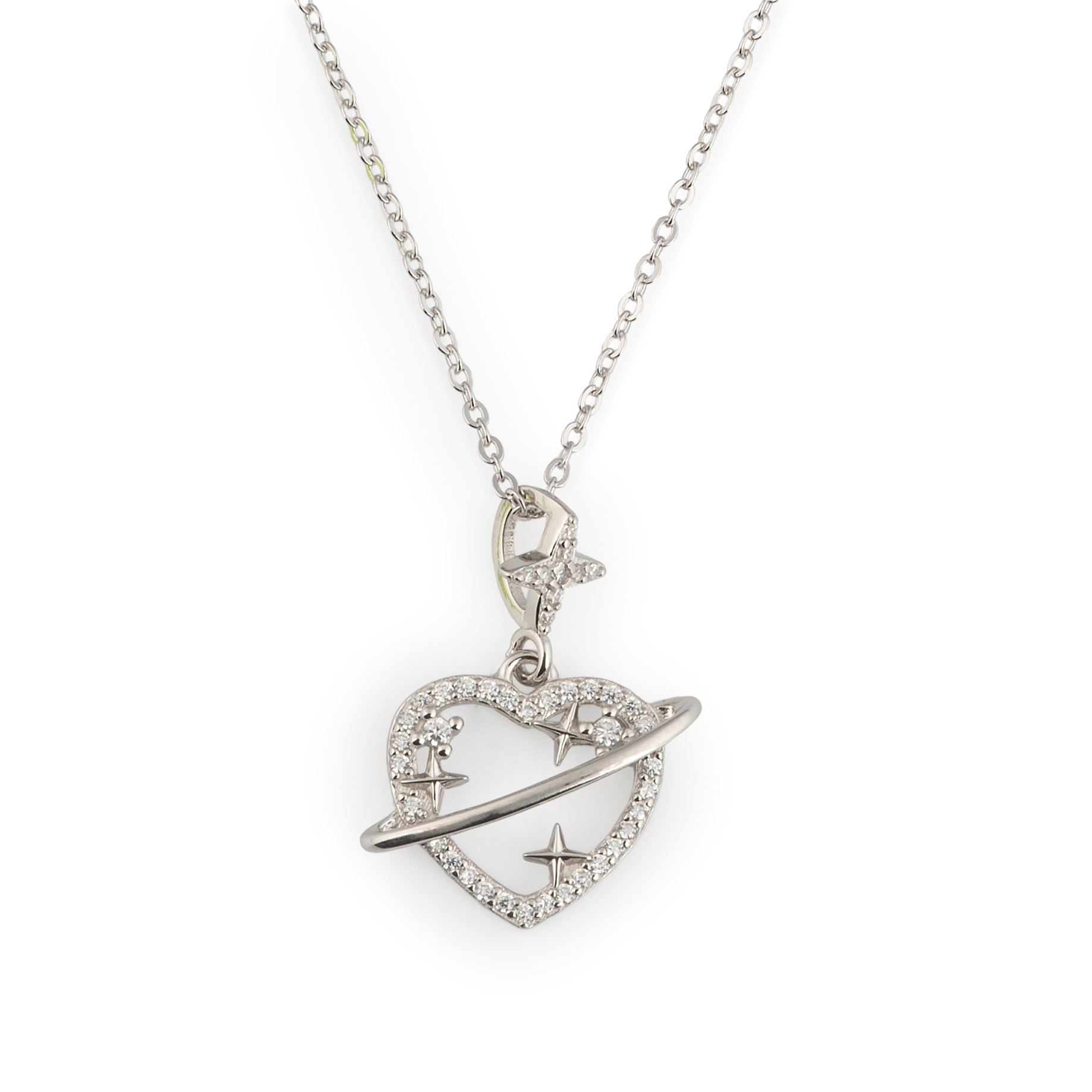 925 Sterling Silver Sparkling Arrow Heart Pendant