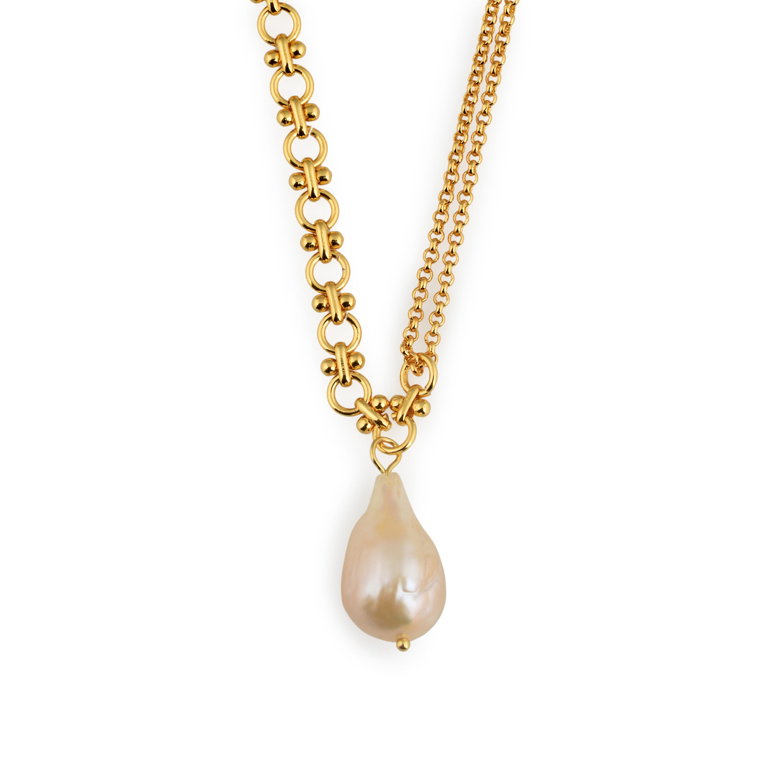 Golden Elegance Brass Pearl Pendant