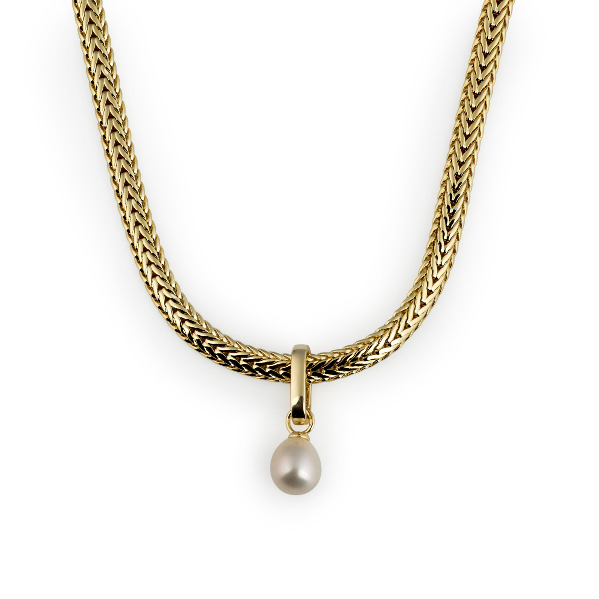 Golden Pearl Elegance Brass Necklace