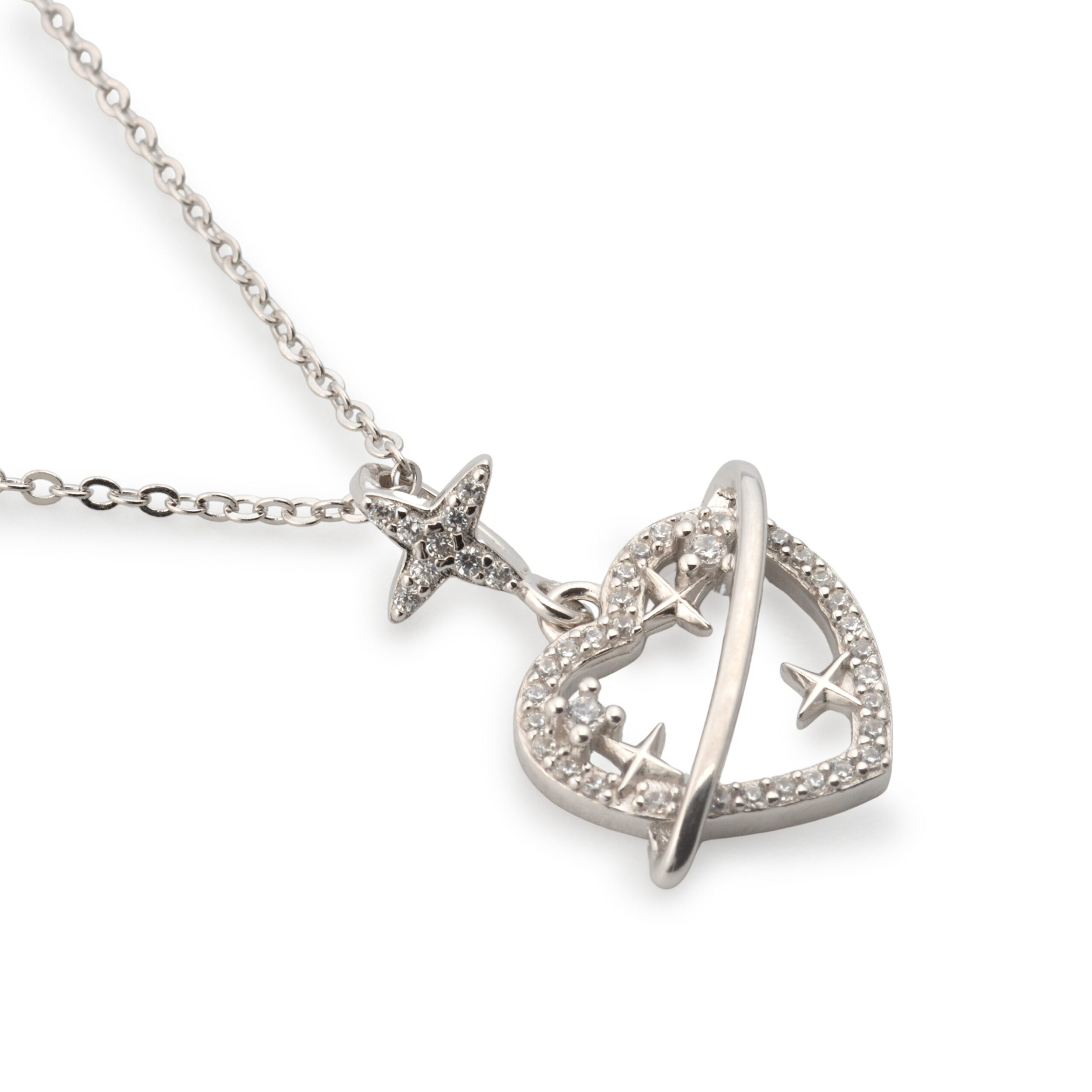 925 Sterling Silver Sparkling Arrow Heart Pendant - Image 2