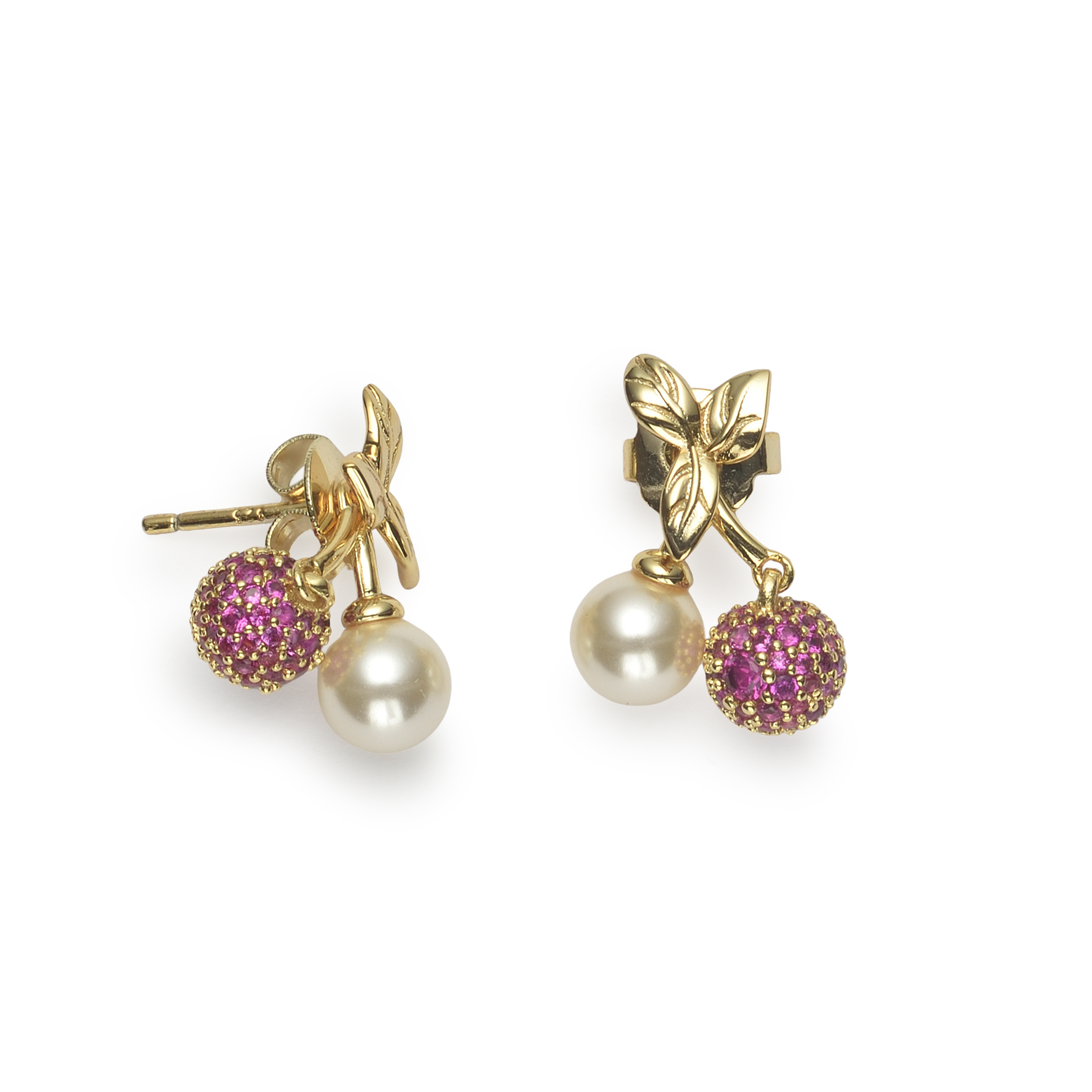 Golden Blossom Pearl Brass Earrings