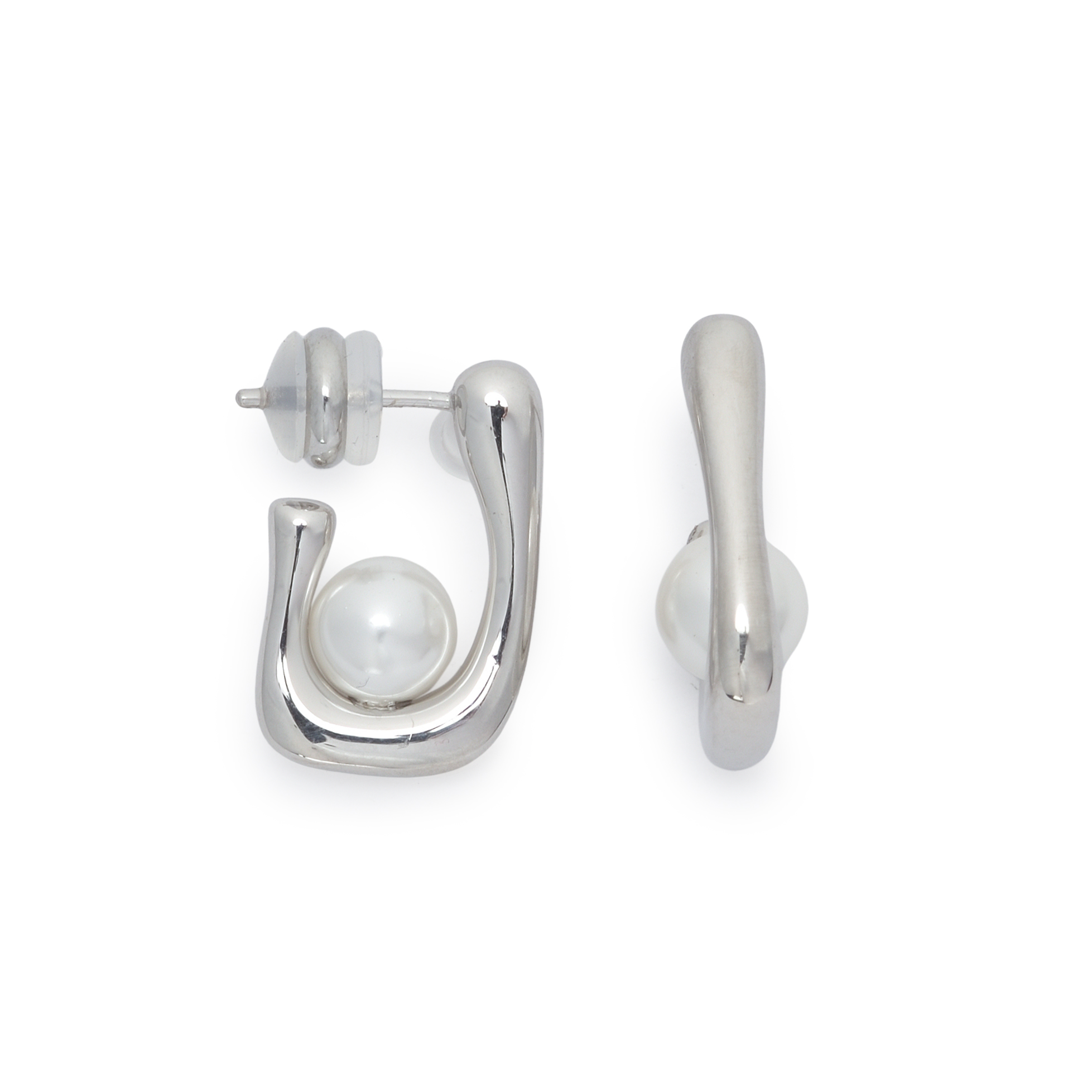 Rhodium Radiance Geometric Brass Earrings